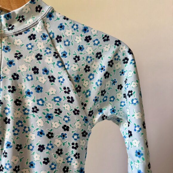 JCREW CREW CUTS SIZE 10 LONG SLEEVE RASH GAURD ONE PIECE SWIMSUIT BLUE FLORAL - Picture 8 of 12